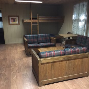 Camp Jewell Branch YMCA - Living room between 2 family cabin. - Day Camps Near Me - Colebrook, Connecticut
