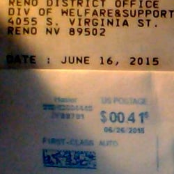 Division of Welfare and Supportive Services - Notice dated June 16, postmarked June 26, due back to office on July 15. It took them 10 days to mail this, and they want it back in 20 days