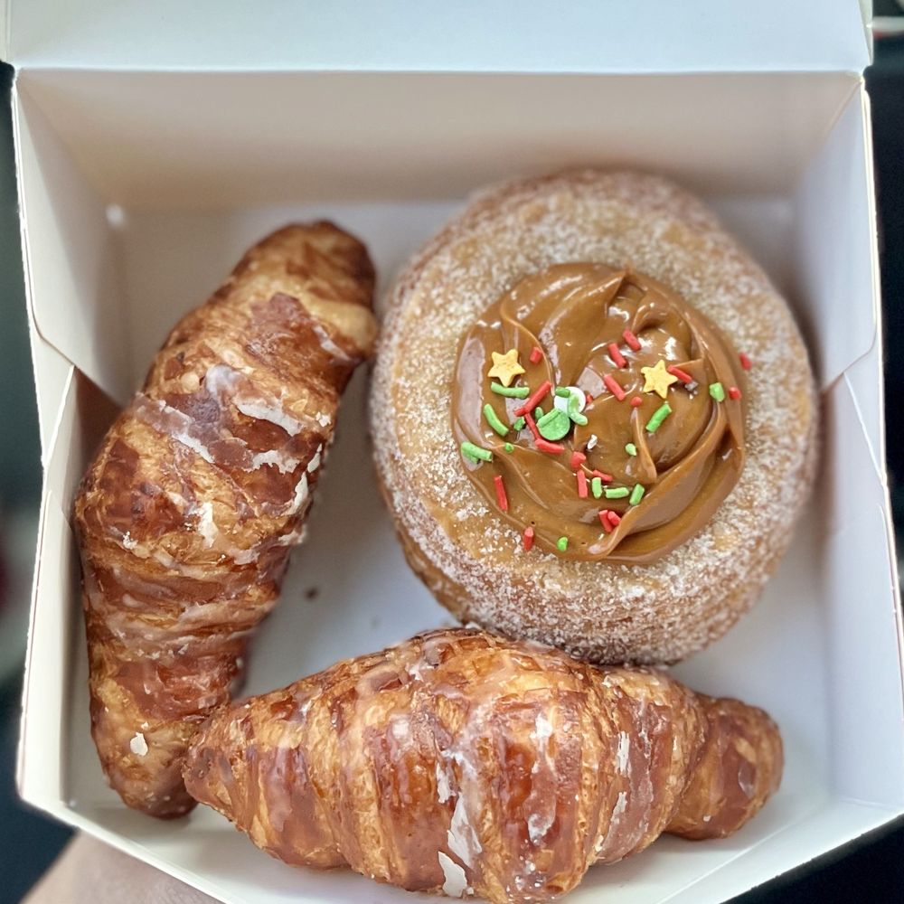 Glazed croissants and dulce de leche cronut Glazed croissants and dulce de leche cronut
