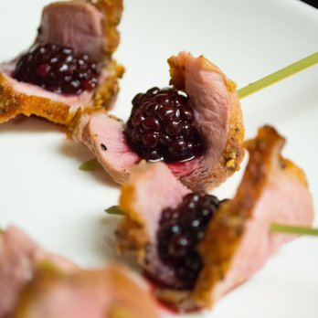Double Diamond Chefs - Seared Duck Skewer with Blackberry - Caterers Near Me