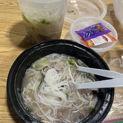 Pho & Beyond - Medium rear beef and brisket pho / broth, noodles, basil, scallions,onions, chopped jalapeño,squeeze of line
