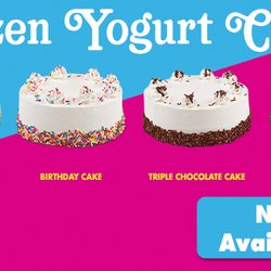 sweetFrog Premium Frozen Yogurt - We make 4 signature cakes in store! Birthday Cake, Strawberry Shortcake, Cookies n Cream Cake & triple Chocolate Cake.