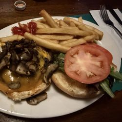 Riverdale Steak House - Steak House Cheddar,Sautéed Mushrooms,Tomato,Lettuce w/Steak Fries. 9.30.26
