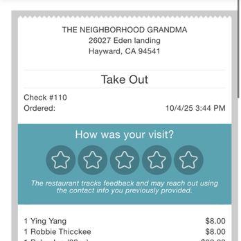 Neighborhood Grandma - Receipt - Bakeries Near Me - Hayward, California