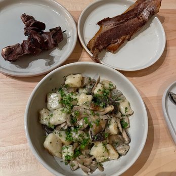 Luma Bar & Eatery - Protein Sides - Liberty Duck (left) and Stemple Creek Brisket (right); Main - Gnocchi - Mediterranean Near Me - Petaluma, California Luma Bar & Eatery - Protein Sides - Liberty Duck (left) and Stemple Creek Brisket (right); Main - Gnocchi - Mediterranean Near Me - Petaluma, California