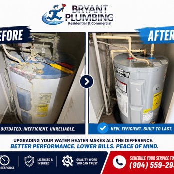 Bryant Plumbing - Water Heater Replacement Before & After - Plumbing Near Me - Jacksonville, Florida Bryant Plumbing - Water Heater Replacement Before & After - Plumbing Near Me - Jacksonville, Florida