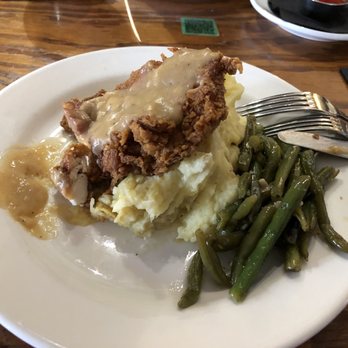 Mystic Grill - Boneless fried chicken with red-eye gravy, mashed potatoes and green beans. - Southern Near Me - Covington, Georgia Mystic Grill - Boneless fried chicken with red-eye gravy, mashed potatoes and green beans. - Southern Near Me - Covington, Georgia