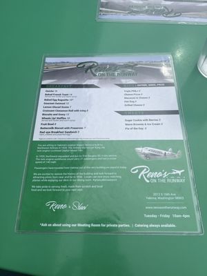 Menu photo 1 Reno's On The Runway Yakima, WA