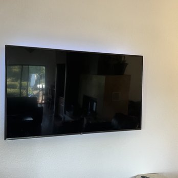 Afro Tech Designs - My Living Room TV Hung No Wires at all showing love the LED Lights - TV Mounting Near Me