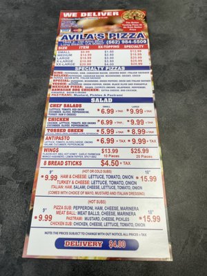 Menu photo 1 Avilas Pizzas Long Beach, CA Menu photo 1 Avilas Pizzas Long Beach, CA