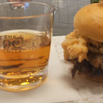 Poppy's - Owen Han's Brisket Slider w/ The Cocktail Collection's Bulleit Manhattan. - Cafes Near Me - Brooklyn, New York