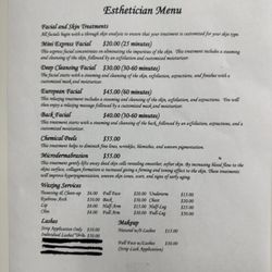 Spa Menu