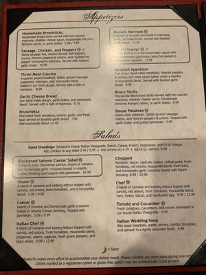 Menu photo 1 Salvatori's Authentic Italian Eatery - Warsaw Warsaw, IN Menu photo 1 Salvatori's Authentic Italian Eatery - Warsaw Warsaw, IN