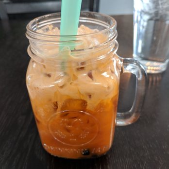 Celadon Thai Restaurant - Thai Iced Tea with Boba  Well balanced, not too sweet. - Thai Near Me - Latham, New York