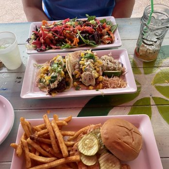 Kaya Island Eats - Mahi Tacos, Grilled chicken sandwich and House Salad - Caribbean Near Me - Key West, Florida Kaya Island Eats - Mahi Tacos, Grilled chicken sandwich and House Salad - Caribbean Near Me - Key West, Florida