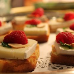 Culinary Artz Catering - Brie Wedge & Split Raspberry on Toasted Pound Cake