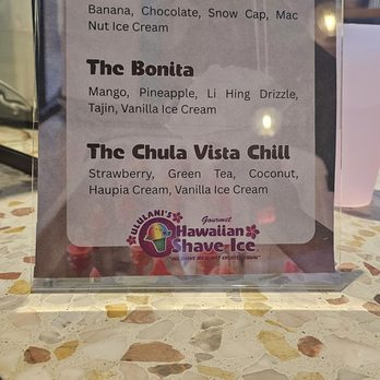 Ululani's - Mini menu - Shaved Ice Near Me - Chula Vista, California