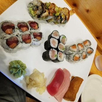 Wow Sushi - Bar side during lunch. 11.29.17 Check-in again. T.S.Y., Triple, Yellowtail Scallion, Dancing Eel, Tuna Nigiri, Yellowtail Nigiri, Tofu. - Sushi Bars Near Me - Troy, Michigan