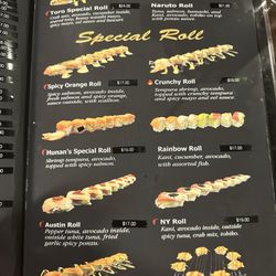 Hunan's Bistro And Sushi - One of the sushi rolls menu pages