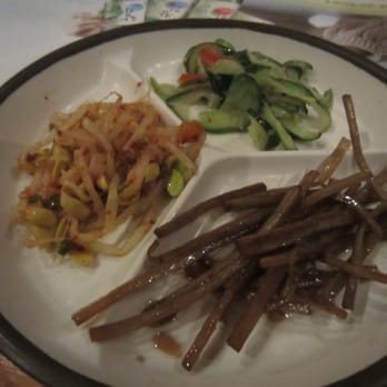 Todahmgol - Banchan - pickled bean sprouts, cucumbers, and burdock root. - Korean Near Me - Duluth, Georgia