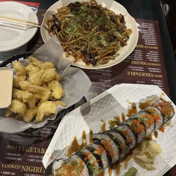 Sushi Kiku - Rock and Roll, Beef Yaki Udon, and Popcorn Shrimp Tempura - Japanese Near Me - Atlanta, Georgia