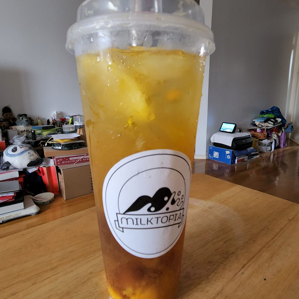 Milktopia - Mango-lemon burst (includes actual lemon slices & mango pieces) - Bubble Tea Near Me - San Francisco, California Milktopia - Mango-lemon burst (includes actual lemon slices & mango pieces) - Bubble Tea Near Me - San Francisco, California