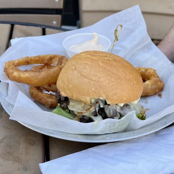 Boot Jack Tavern - Mushroom Swiss Burger - Bars Near Me - Manitou Beach, Michigan