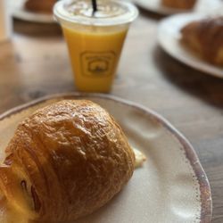 Brick Oven Bakery - Ham and Cheese croissant with orange juice.