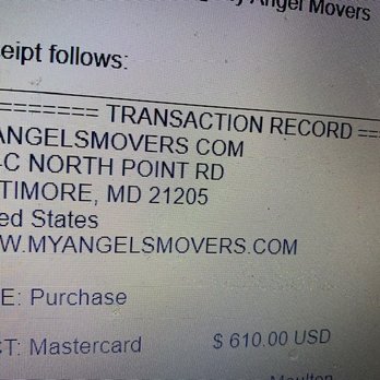 My Angel Movers - two receipts and two different address zipcodes - Movers Near Me - Baltimore, Maryland My Angel Movers - two receipts and two different address zipcodes - Movers Near Me - Baltimore, Maryland