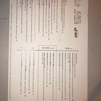 Acanto - Dinner menu - Italian Near Me - Chicago, Illinois Acanto - Dinner menu - Italian Near Me - Chicago, Illinois