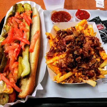 Ted's Hot Dogs - Foot long dog & new bacon cheddar fries. Total cost including tip : $14.00 - Hot Dogs Near Me - Tempe, Arizona