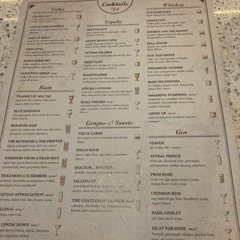 The Vesper - Menu - Cocktail Bars Near Me - Campbell, California