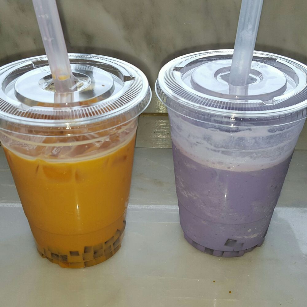 Euphoria Kitchen - Thai Tea Bubble (Left Orange) & Taro Smoothie Jelly (Right Purple)...Taste great. - Vietnamese Near Me - Gaithersburg, Maryland