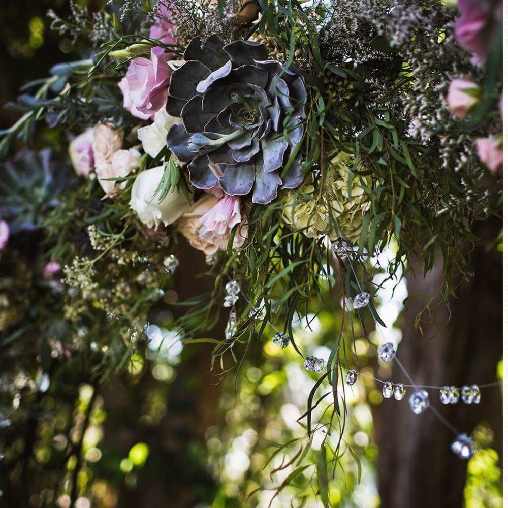 My wedding arch was beautifully decorated with succulents, roses and diamonds! Thank you Eleanor!