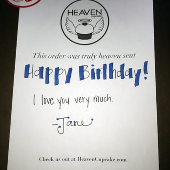 Heaven Cupcake - Very thoughtful and personalized delivery message. - Cupcakes Near Me