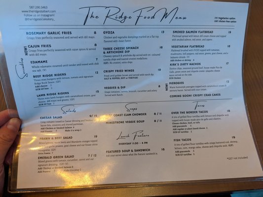 Menu photo 3 The Ridge Social Eatery St. Albert, AB Menu photo 3 The Ridge Social Eatery St. Albert, AB
