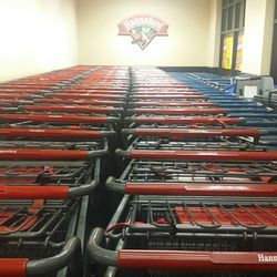 Hannaford Supermarkets - Q: Lotsa carts...where's all the customers? A: Shopping elsewhere!