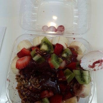 The Juicery Bar - Watery amazon acai bowl.  Those balls are ice... - Juice Bars & Smoothies Near Me - Miami, Florida