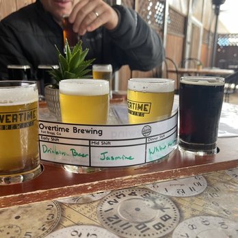 Overtime Brewing - Tasting flight - Brewpubs Near Me - Fort Bragg, California Overtime Brewing - Tasting flight - Brewpubs Near Me - Fort Bragg, California