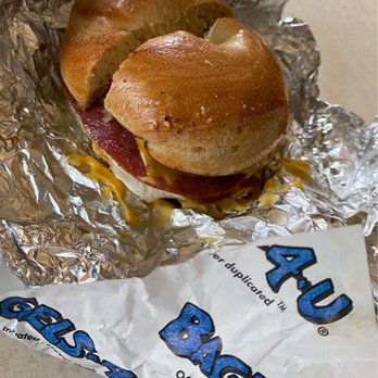 Bagels-4-U - Hillsborough - Bagel Bomb with Taylor ham, egg, cheese, has brown Side 1 - Bagels Near Me - Hillsborough, New Jersey Bagels-4-U - Hillsborough - Bagel Bomb with Taylor ham, egg, cheese, has brown Side 1 - Bagels Near Me - Hillsborough, New Jersey