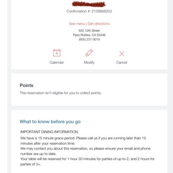 La Cosecha Bar + Restaurant - Confirmation confirming all seating was outdoors when we booked - Spanish Near Me - Paso Robles, California