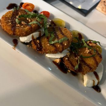 Rome + Fig - Fried green tomato Caprese salad. Fantastic! - Seafood Near Me - Tampa, Florida Rome + Fig - Fried green tomato Caprese salad. Fantastic! - Seafood Near Me - Tampa, Florida