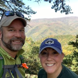 Golden Anchor Cabins - Top of Chimney Top Rock via Landis Trail. Kind of a rocky trail with 2.5 miles of uphill climbing.