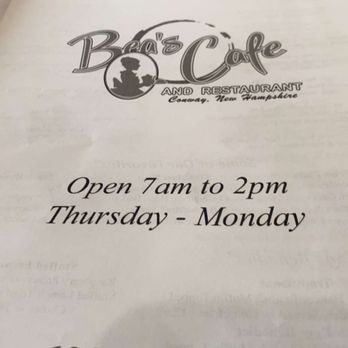 Bea's Cafe - Menu - Breakfast & Brunch Near Me - Conway, New Hampshire