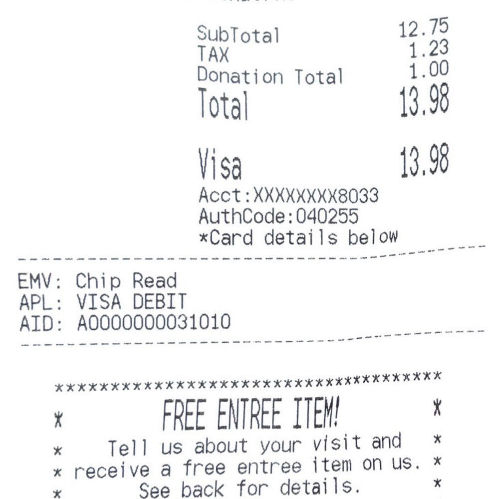 My receipt