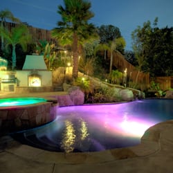 Del Rancho Pool & Spa - Dramatic LED lighting adds a whole new nighttime dimension.