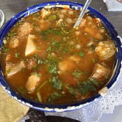 Menuderia Guadalajara - Mix all the extras and eat with their fresh homemade corn tortillas- yummm
