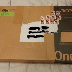 EZ Jewelry & Pawn Inc - The laptop box that I paid for that was supposed to come in a shipping box with the laptop. Damaged with stamps, tape and sticker.