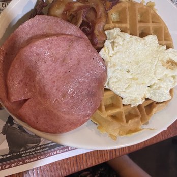 Clinton Station Diner - Waffles with Egg Whites, Pork Roll, and Bacon - Diners Near Me - Clinton, New Jersey Clinton Station Diner - Waffles with Egg Whites, Pork Roll, and Bacon - Diners Near Me - Clinton, New Jersey