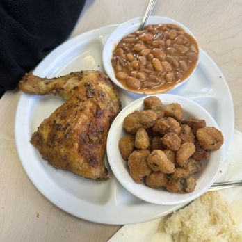 Mama's Daughters' Diner - Baked chicken special with beans and okra - Diners Near Me - Irving, Texas